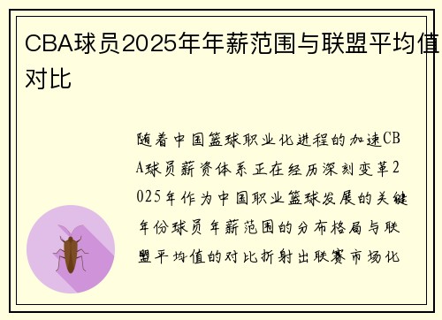 CBA球员2025年年薪范围与联盟平均值对比
